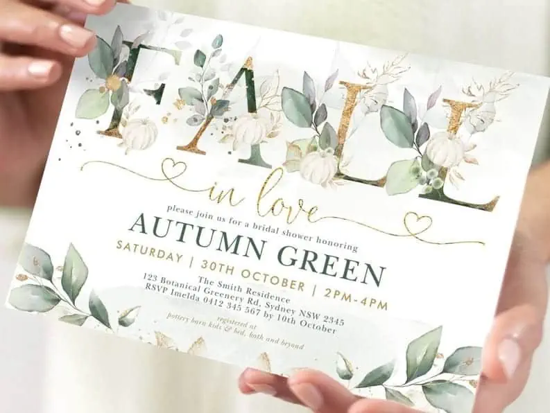 Fall Bridal Shower Invitation Template Fall in Love Autumn 