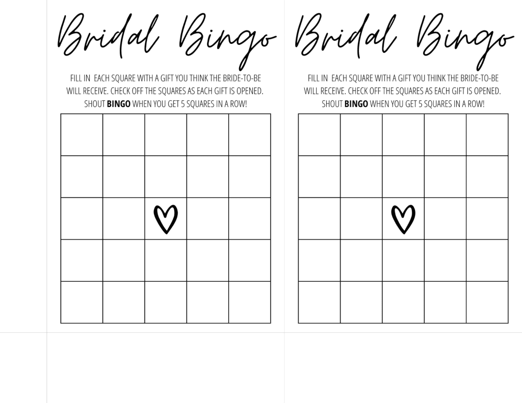 free bridal bingo