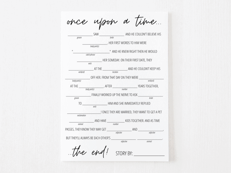 bridal mad libs printable