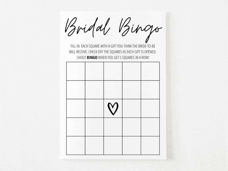 bridal shower bingo printable