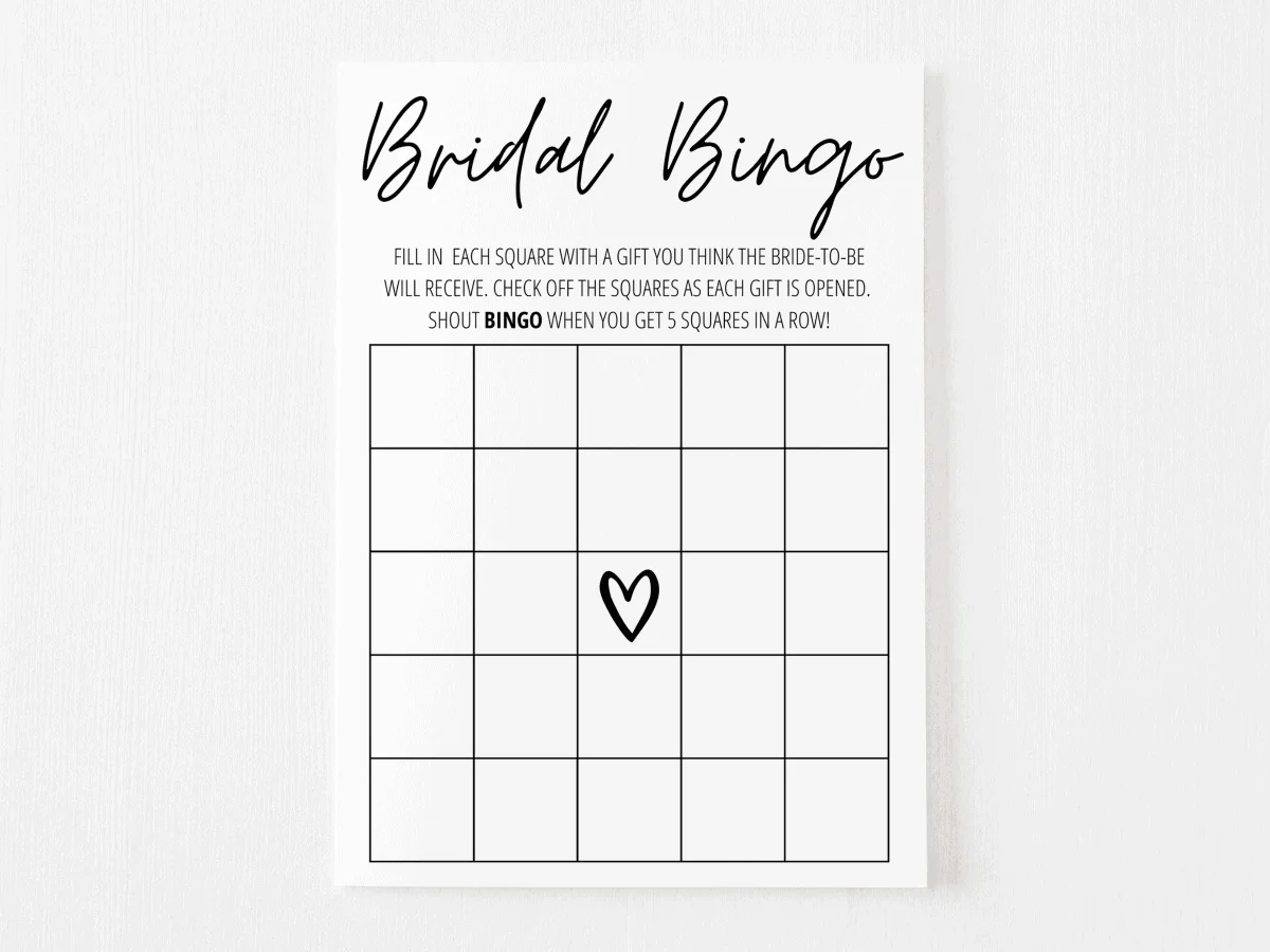 Wedding shower shop bingo