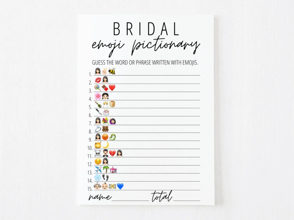 bridal emoji game printable