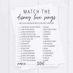 Disney Love Songs Game Free Printable | Modern MOH