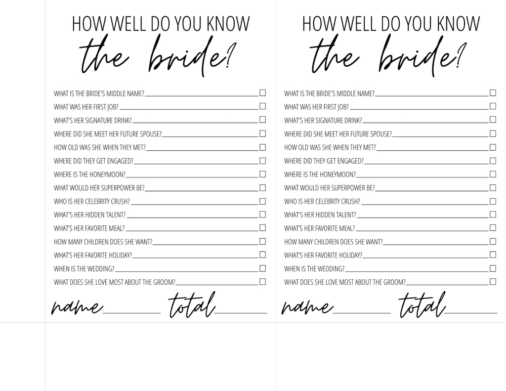 free how well do you know the bride game