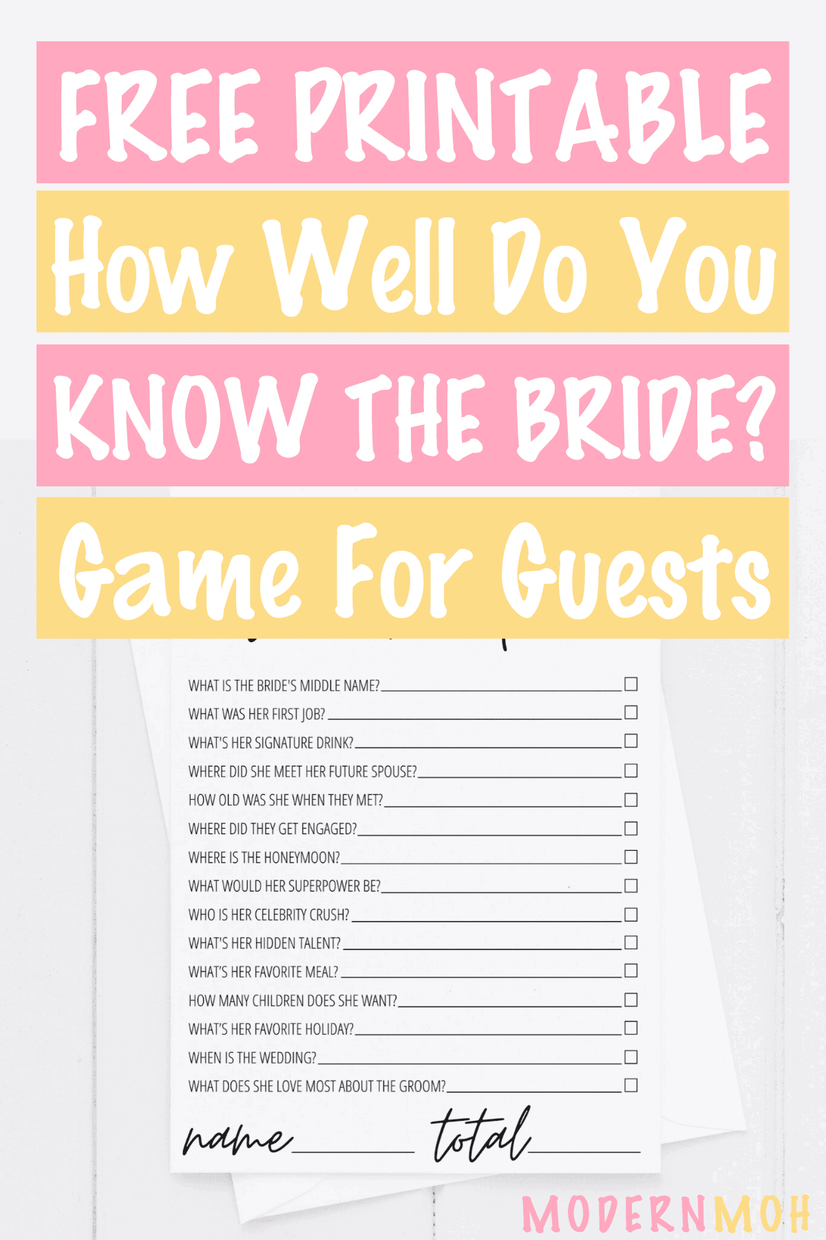 How Well Do You Know The Bride Free Printable Web You Might Think That