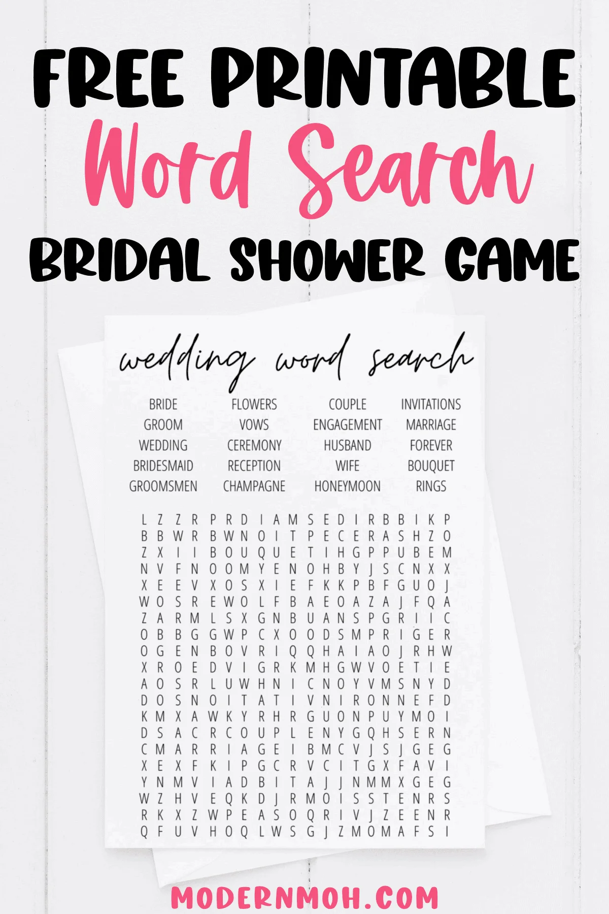 Bridal Shower Word Search Free Printable