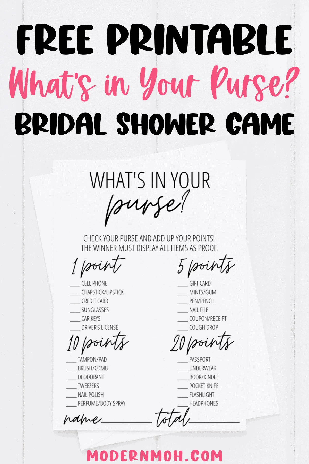 What’s In Your Purse? Game Free Printable