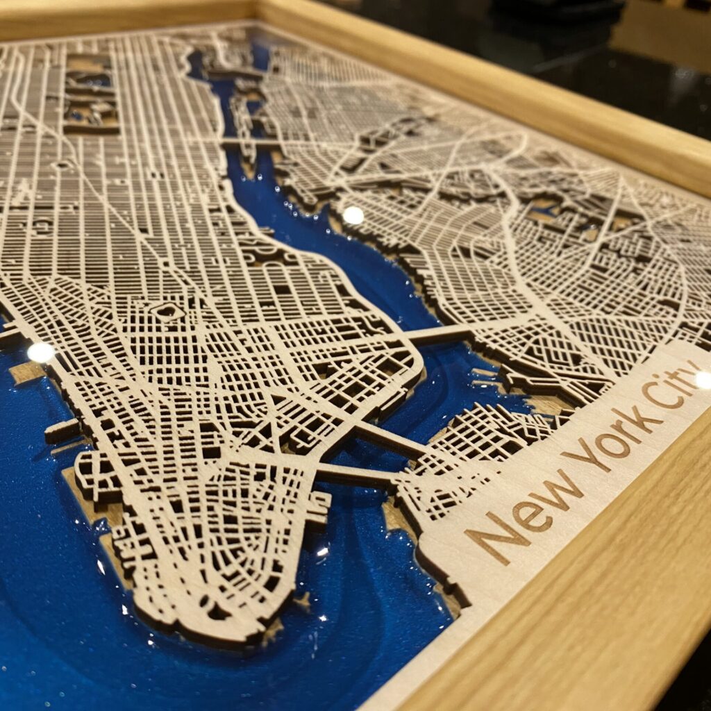 Different Maps, handcrafted personalized wooden map for bridal shower or engagement gift