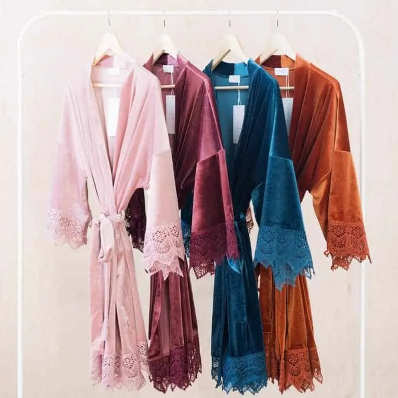 velvet robes in assorted colors