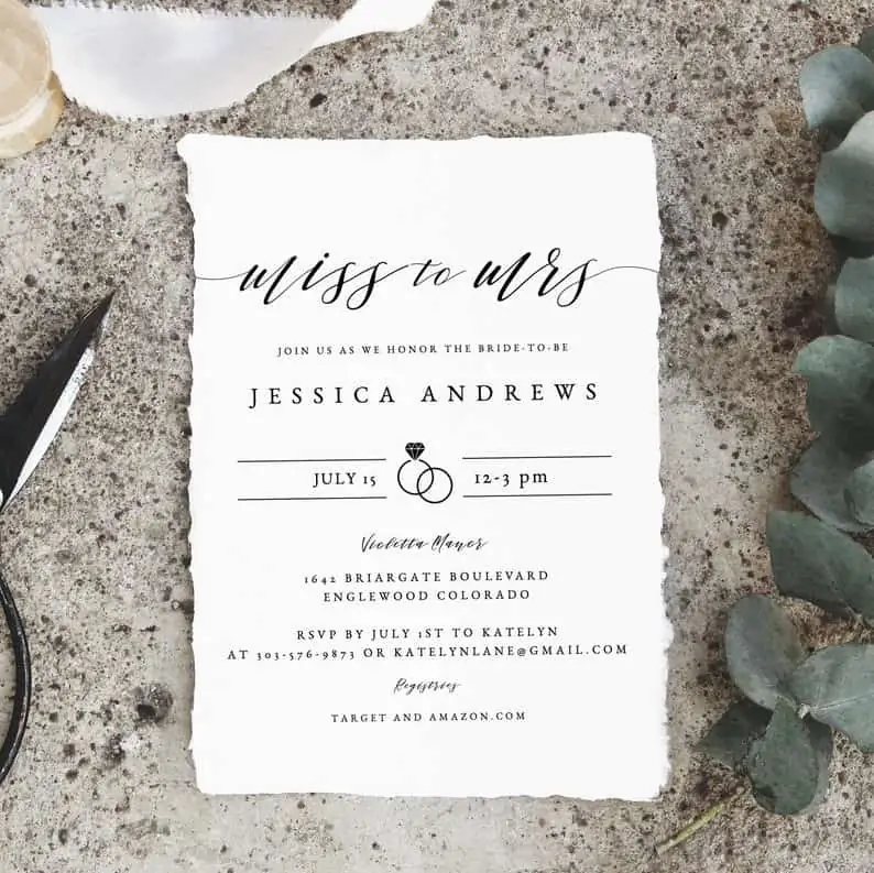 Miss to Mrs Invitation