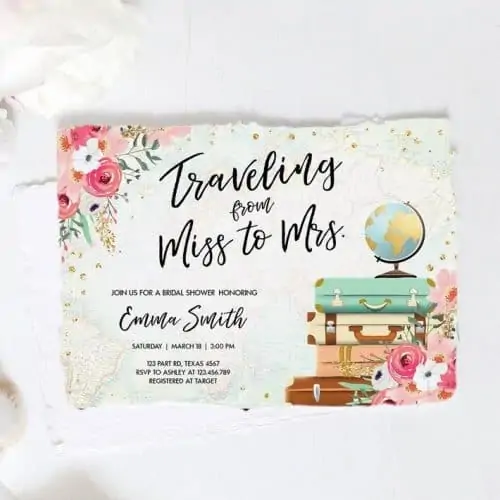 Travel Themed Bridal Shower Invitations