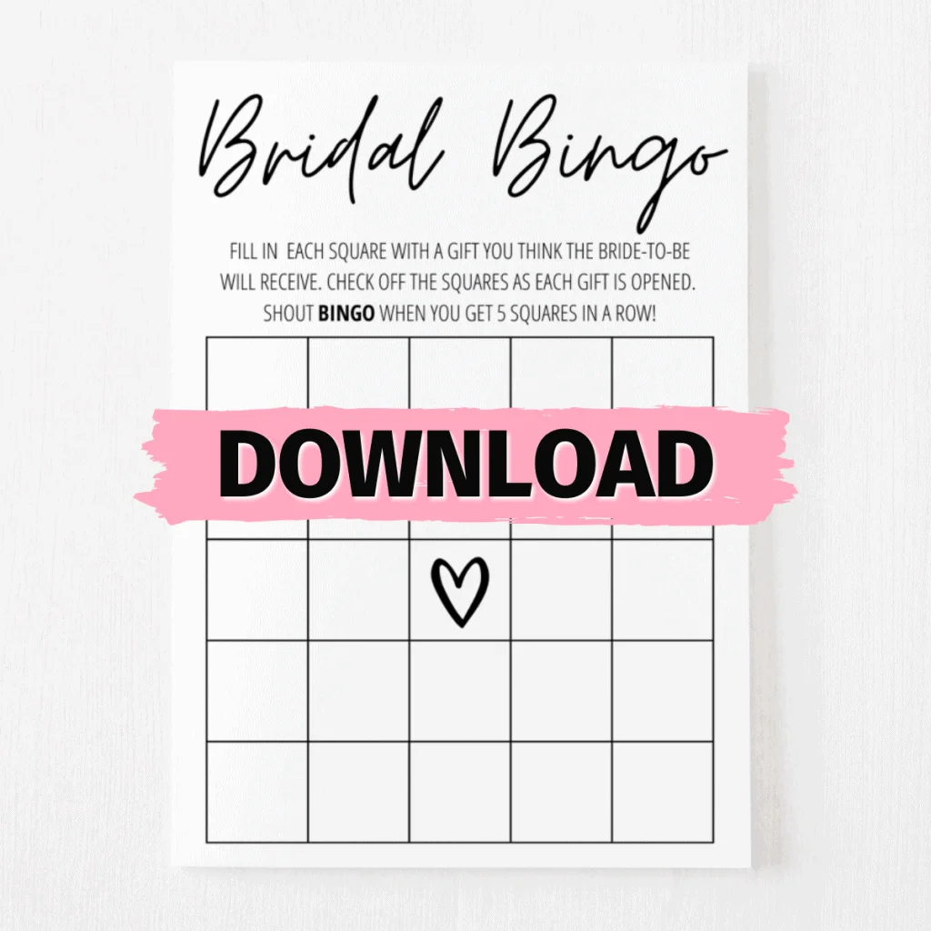 Bridal Shower Bingo Free Download