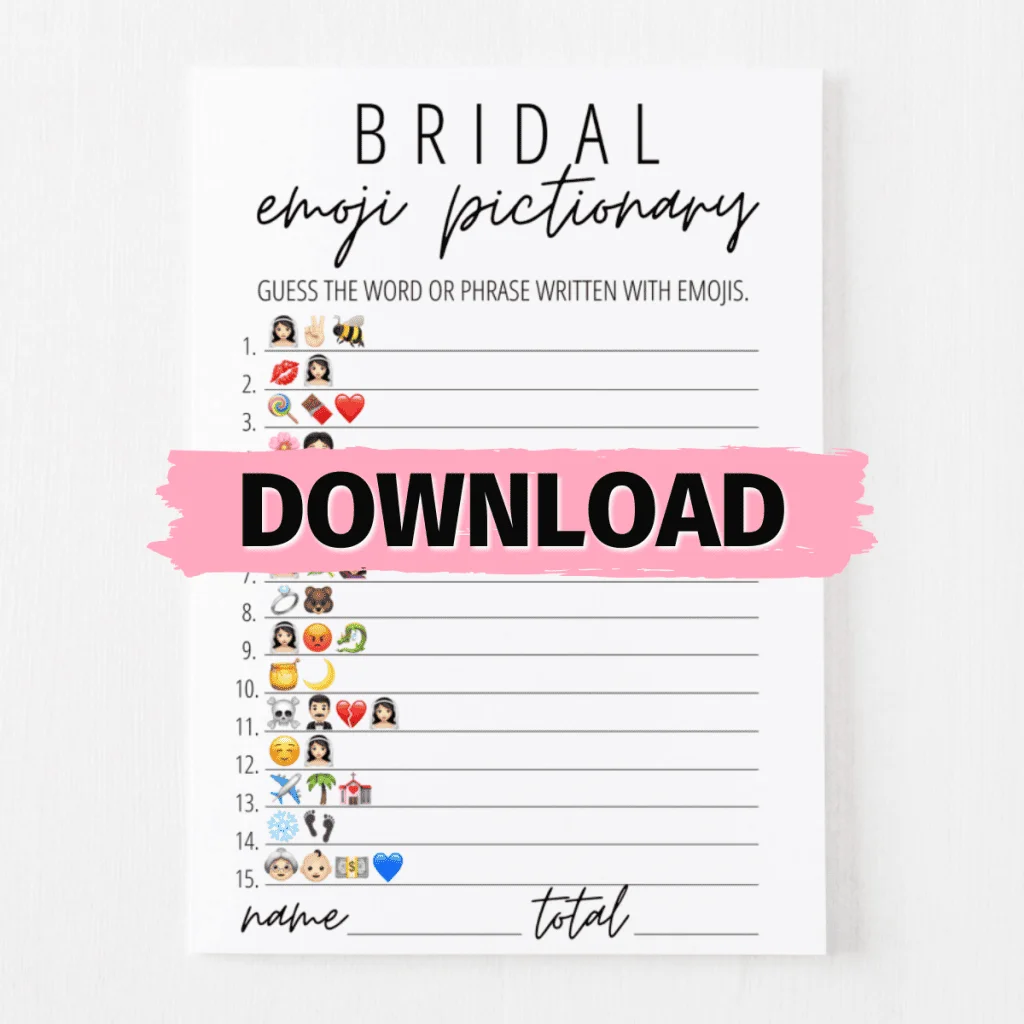 Bridal Shower Emoji Pictionary Free Download