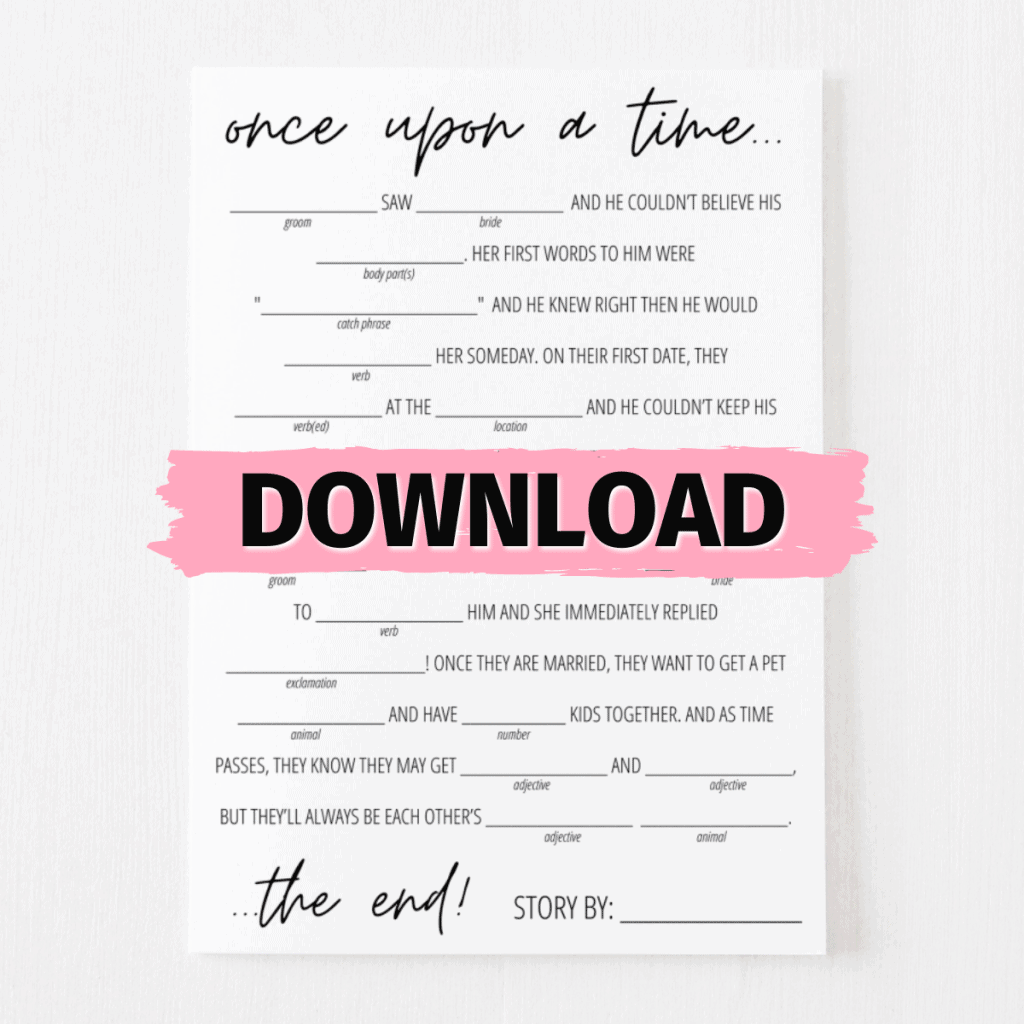 Bridal Shower Mad Libs Free Download