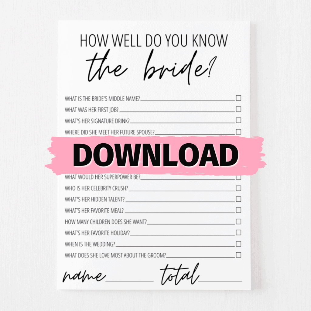 How Well Do You Know the Bride Free Download
