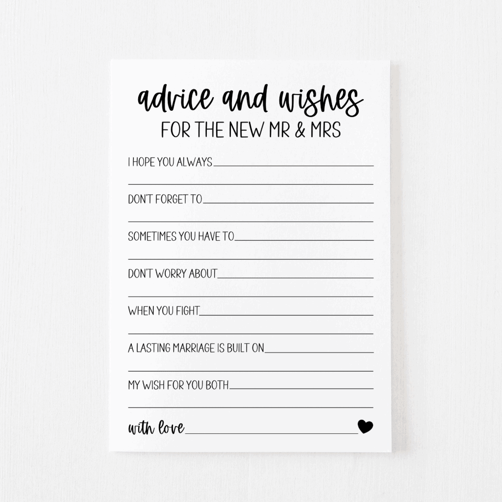 Advice and Wishes Cards (Classic) Modern MOH