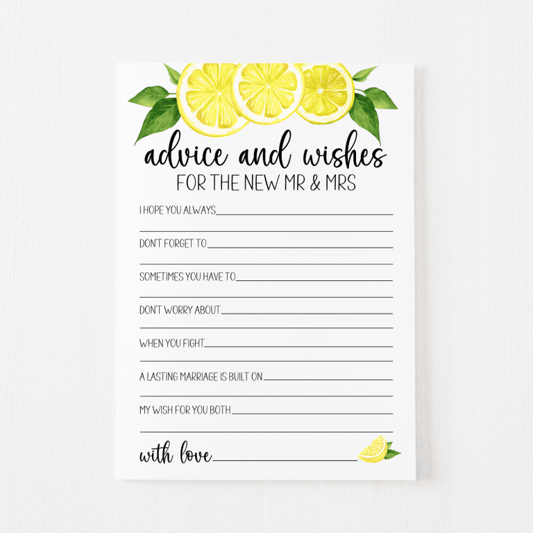 Advice and Wishes Cards (Lemon)