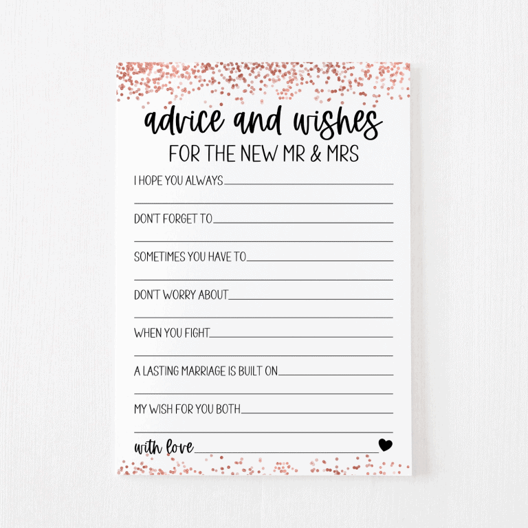 Advice and Wishes Cards (Rose Gold)