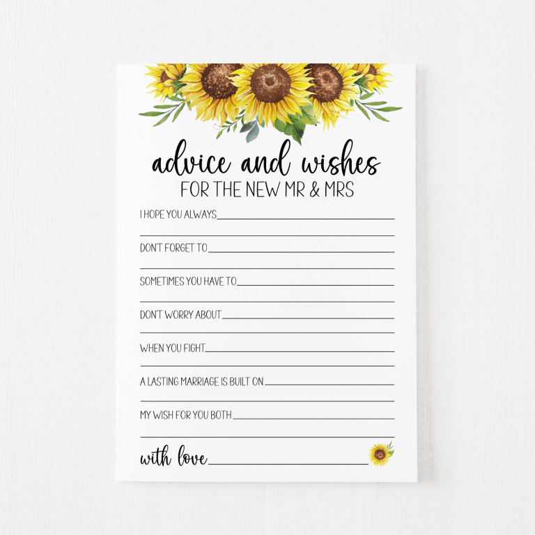 Advice and Wishes Cards (Sunflower)