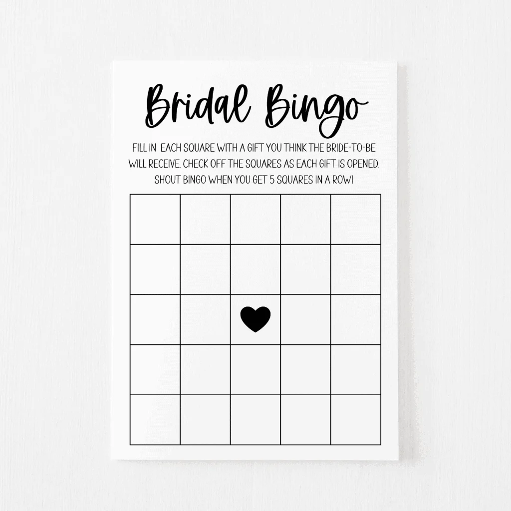 Bridal Bingo Cards Classic Modern Moh