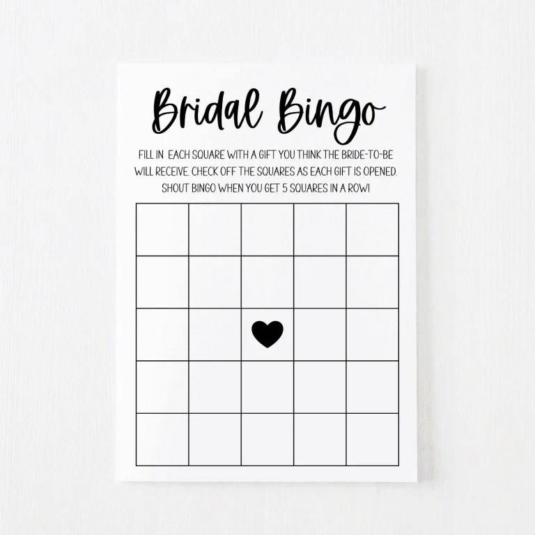 Bridal Bingo Cards Classic