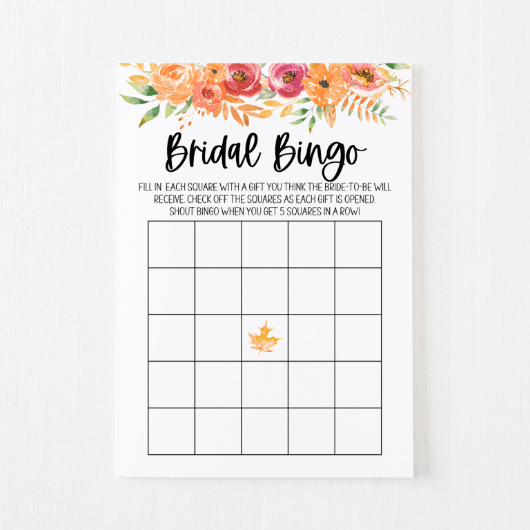 Bridal Bingo Cards (Fall)