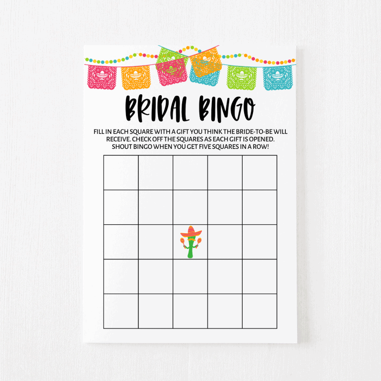 Bridal Bingo Cards Fiesta