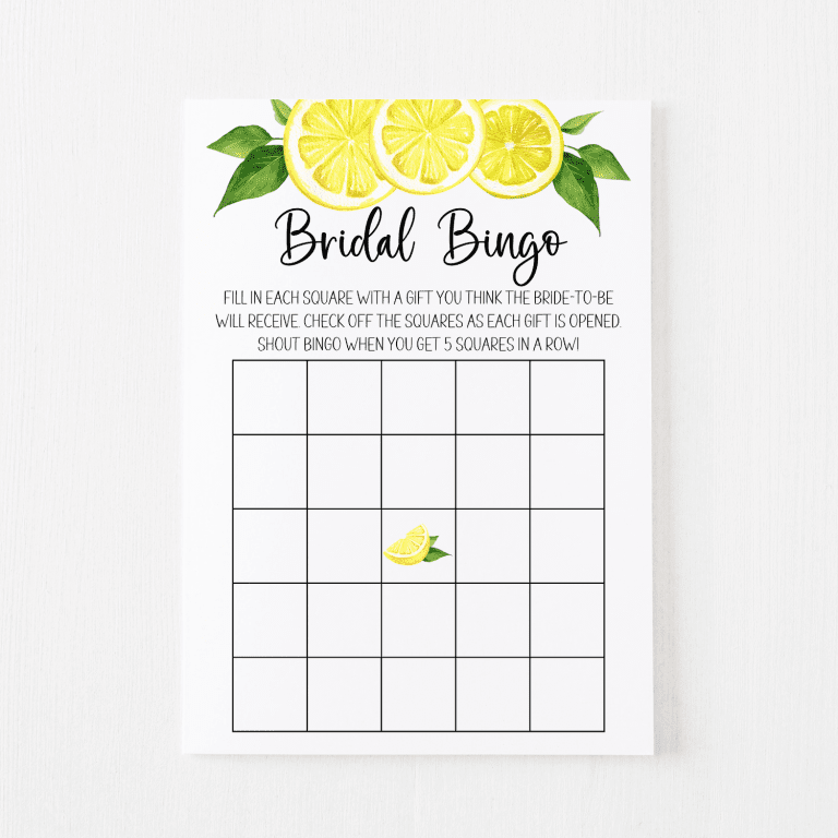 Bridal Bingo Cards (Lemon)