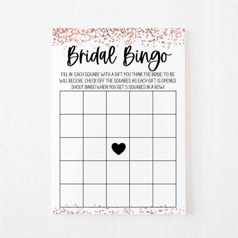 Bridal Bingo Cards Rose Gold
