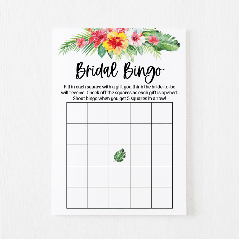 Bridal Bingo Cards (Tropical)