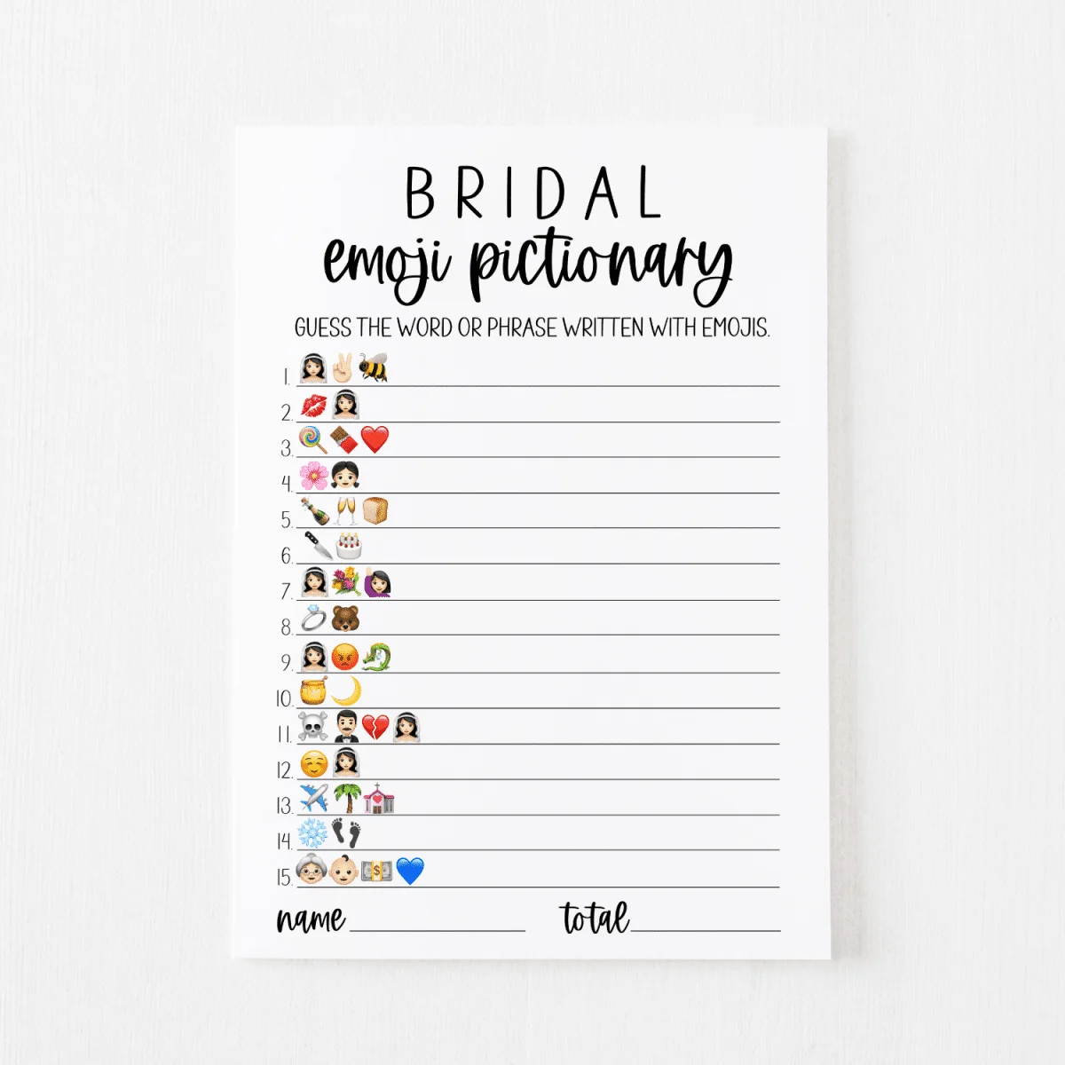 Bridal Emoji Pictionary Cards (Classic) - Modern MOH