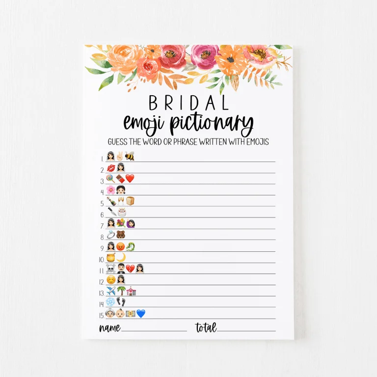 Bridal Emoji Pictionary Cards (Fall)