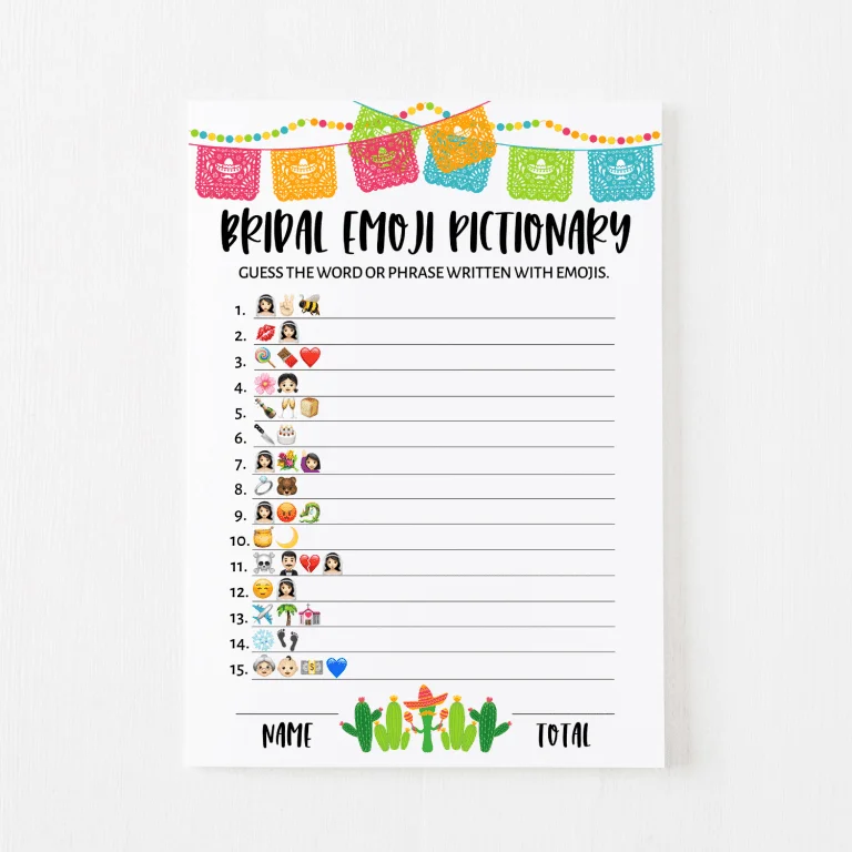 Bridal Emoji Pictionary Cards Fiesta