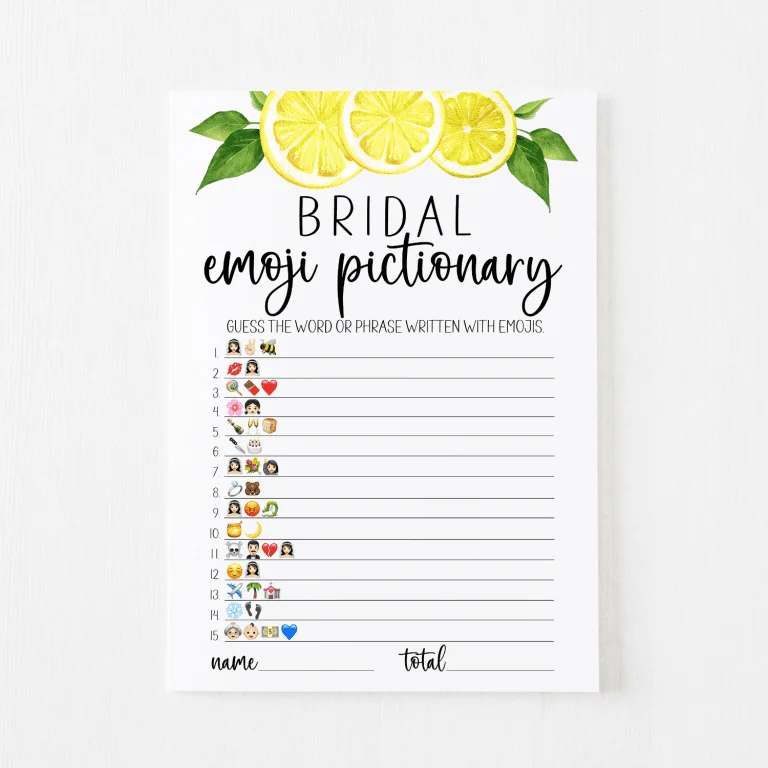 Bridal Emoji Pictionary Cards Lemon