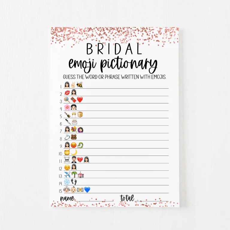 Bridal Emoji Pictionary Cards (Rose Gold)
