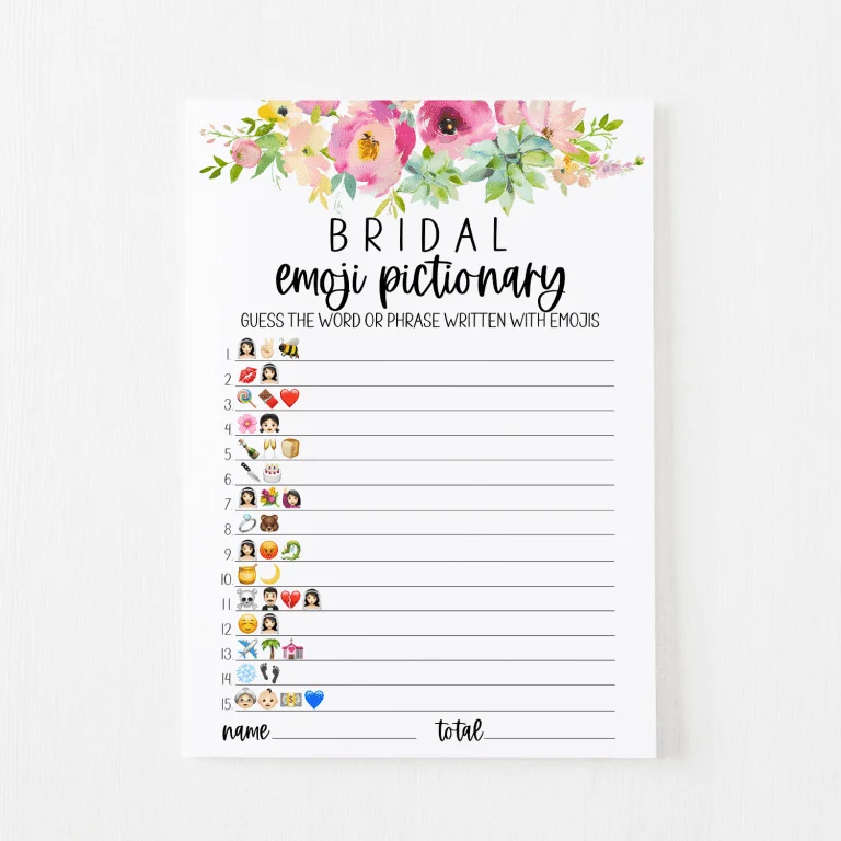 Bridal Emoji Pictionary Cards (Succulent)