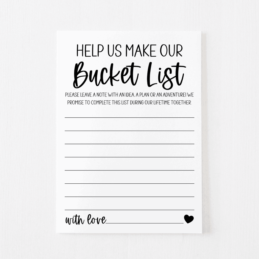 Bucket List Cards (Classic) Modern MOH