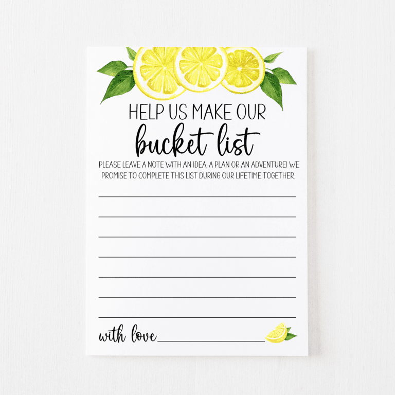 Bucket List Cards (Lemon)