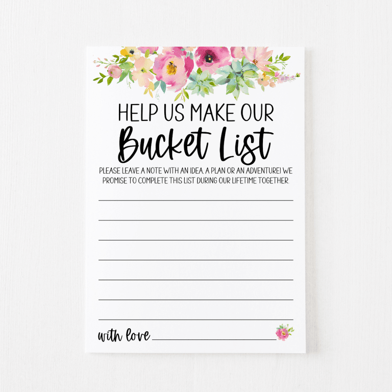 Bucket List Cards (Succulent)