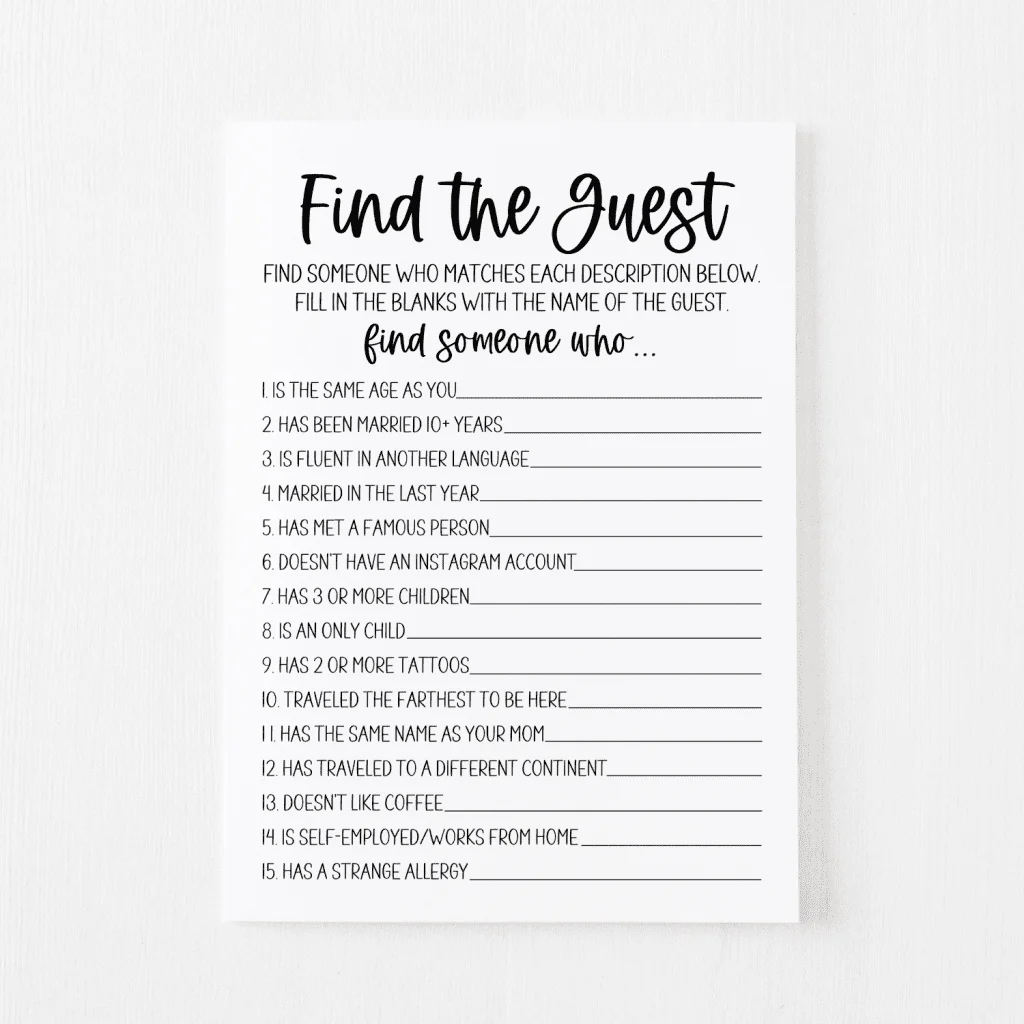 Find The Guest Game Free Printable