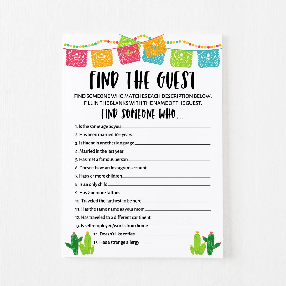 Find the Guest Bridal Shower Game Free Printable | Modern MOH