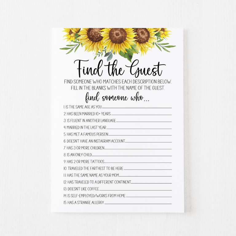Find the Guest Cards Sunflower