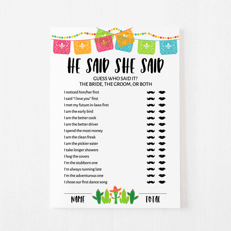 he said she said cards fiesta theme