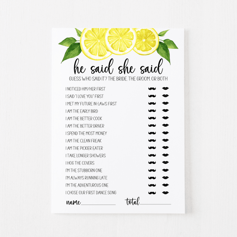 He Said She Said Cards (Lemon)