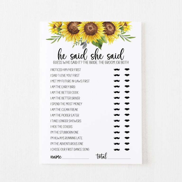 He Said She Said Cards (Sunflower)