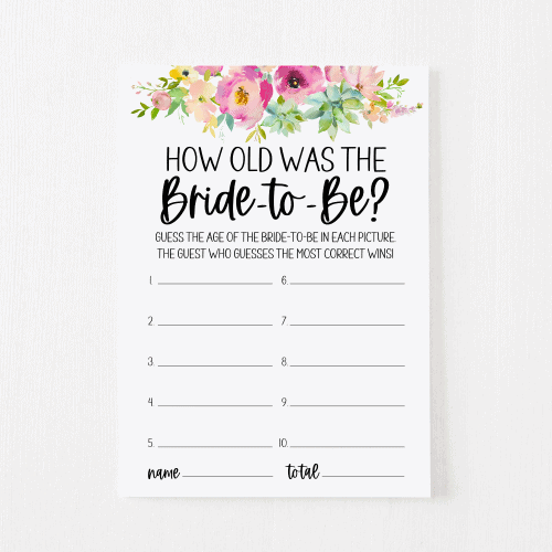 How Old Was the Bride Game: How to Play (+ Printables!) | Modern MOH