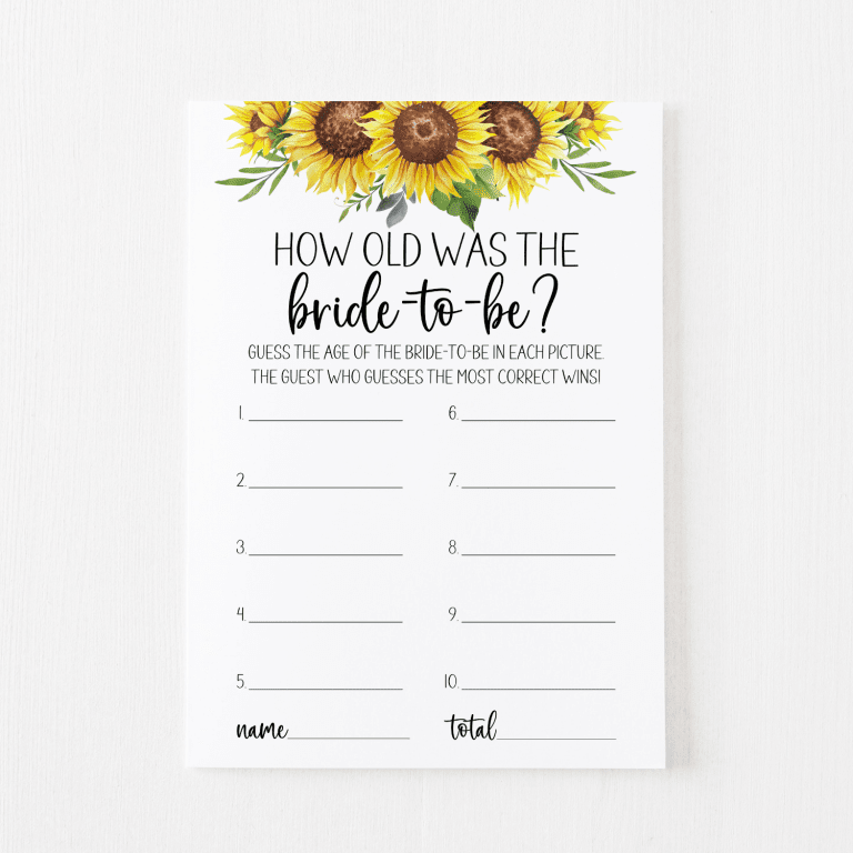 How Old Was the Bride Cards (Sunflower)