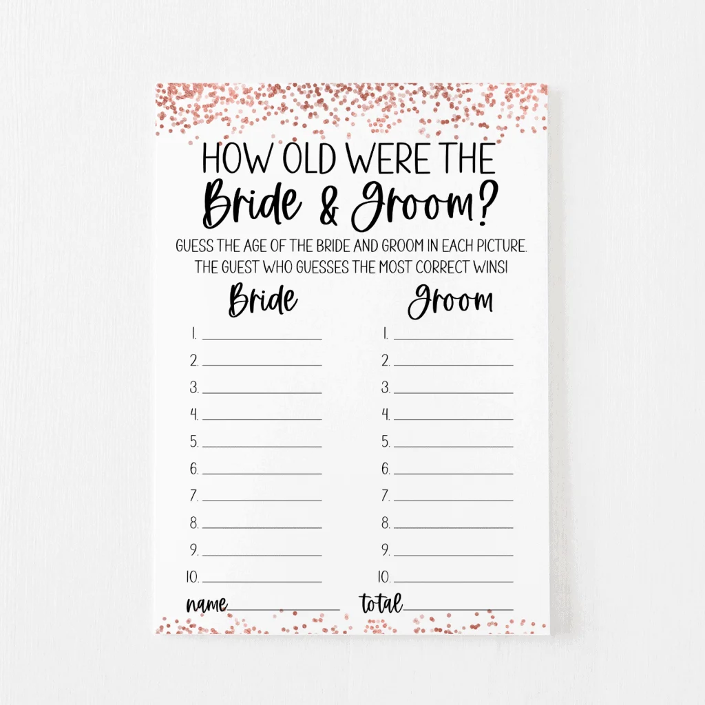 How Old Were the Bride and Groom Cards (Rose Gold) - Modern MOH