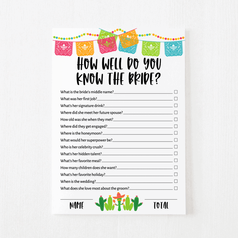 How Well Do You Know the Bride? Free Printable | Modern MOH