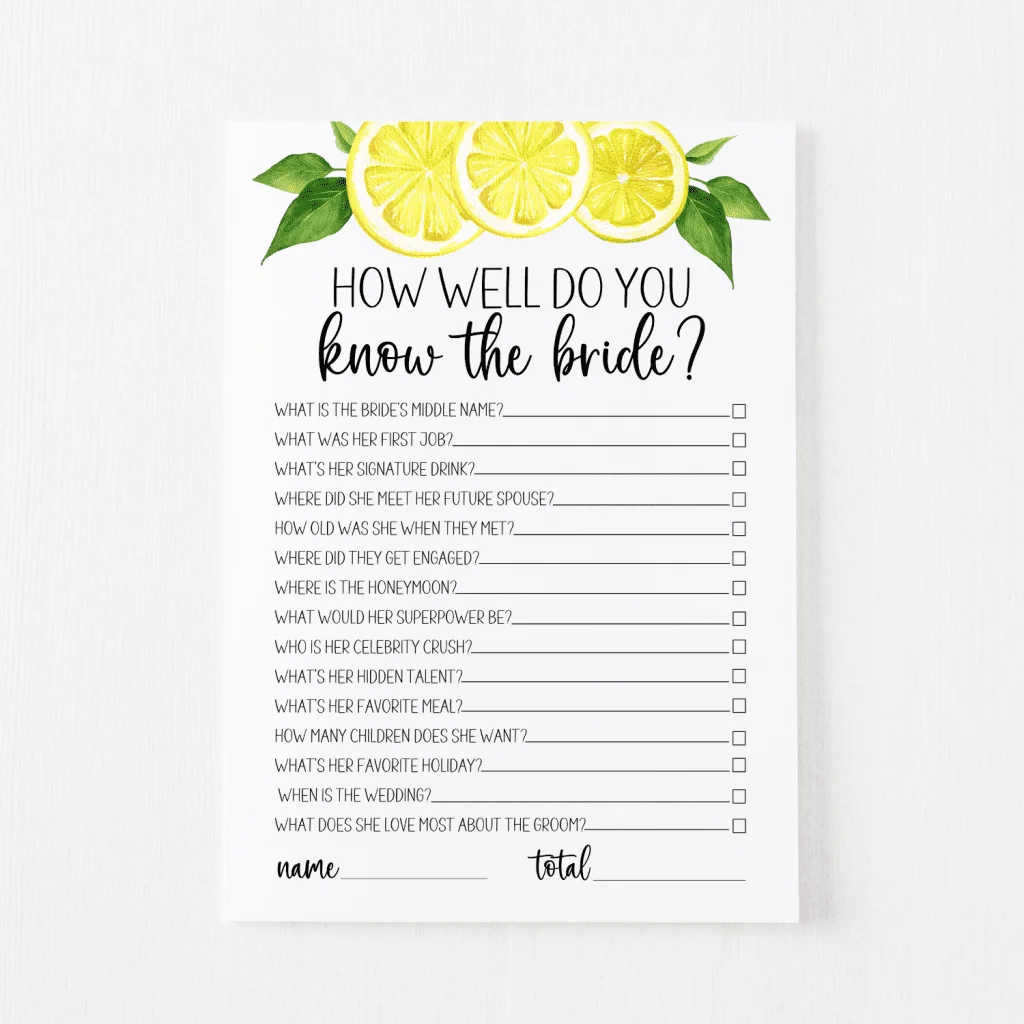 How Well Do You Know the Bride Card Lemon